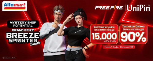 Mystery Shop Potential Diskon Item 90%! kalau Pakai Voucher UniPin dari Alfamart Cashback Hingga 15.000 UniPin Credits!